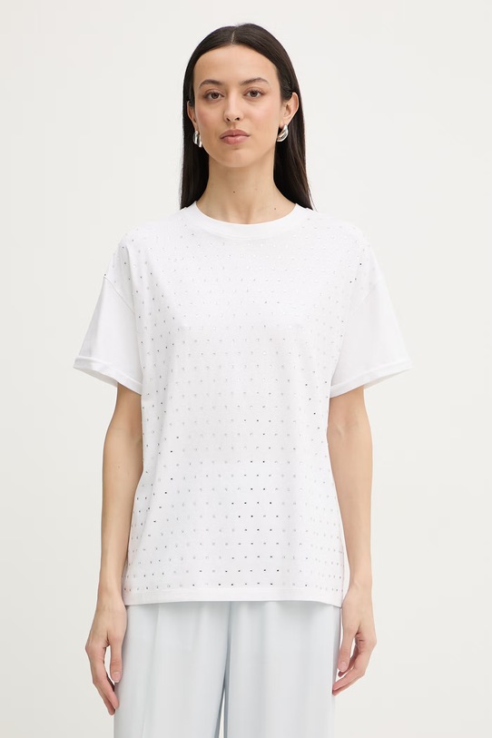 Silvian Heach t-shirt damski bawełniany z elastanem SEDIBANA biały GPP26093TS