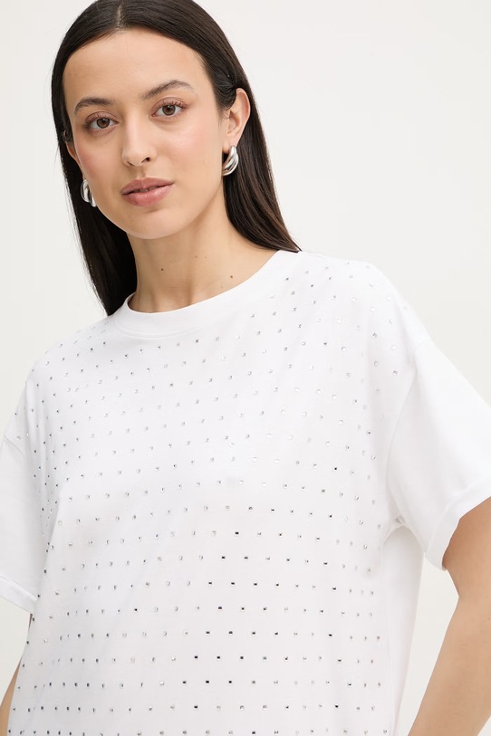 Silvian Heach t-shirt damski bawełniany z elastanem SEDIBANA biały GPP26093TS