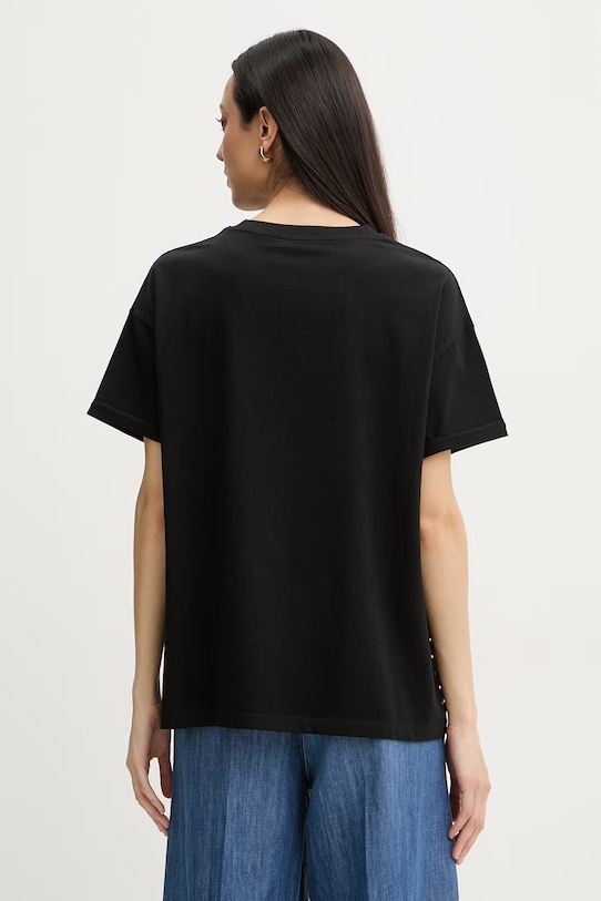 Odzież Silvian Heach t-shirt damski bawełniany z elastanem SEDIBANA GPP26093TS czarny