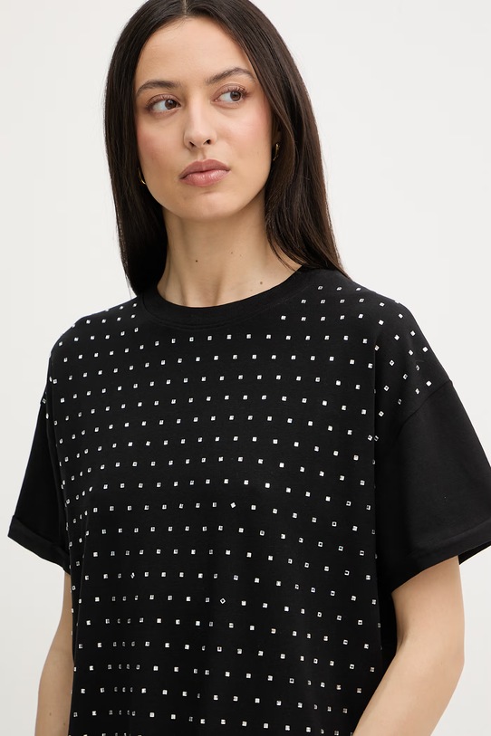 Silvian Heach t-shirt damski bawełniany z elastanem SEDIBANA czarny GPP26093TS