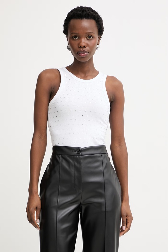 Silvian Heach top damski z bawełną GOMPO biały GPP26311CN