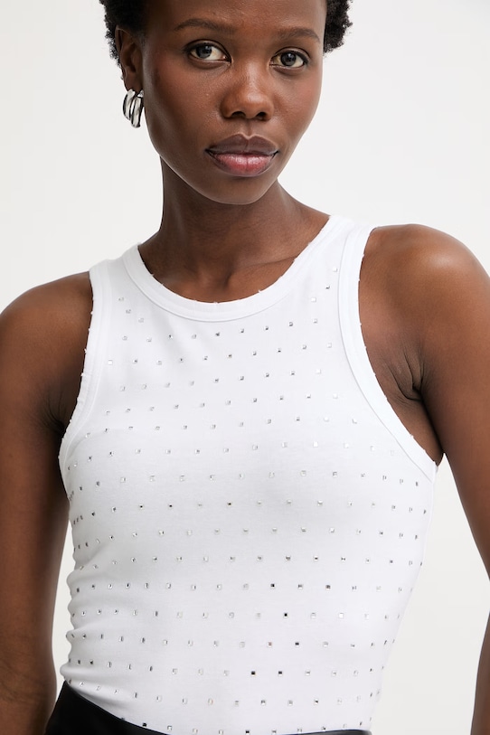 Silvian Heach top damski z bawełną GOMPO biały GPP26311CN