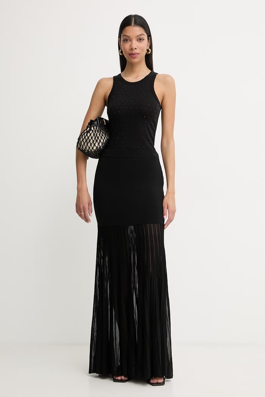 Silvian Heach crop top damski z bawełny GOMPO GPP26311CN czarny ZS26