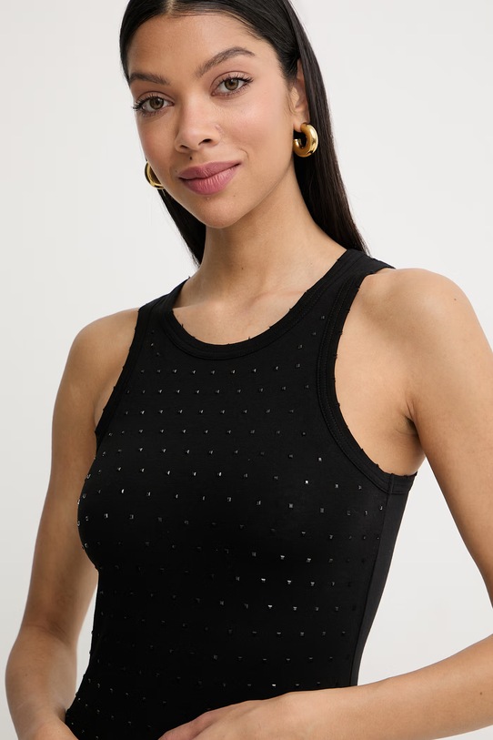 Silvian Heach crop top damski z bawełny GOMPO czarny GPP26311CN