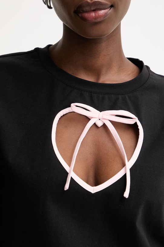 Silvian Heach T-shirt damski bawełniany z elastanem KHERNA CVP26036TS czarny