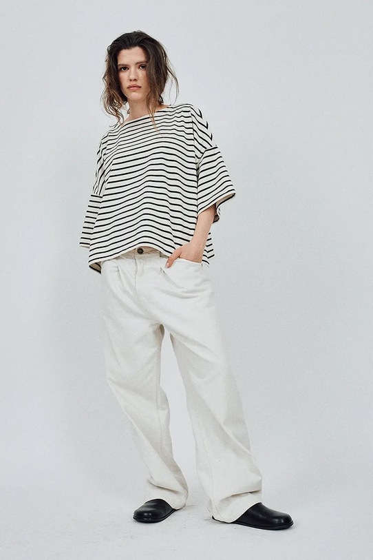 Muuv. t-shirt basic damski bawełniany KOAI biały longsleeve.KOAI