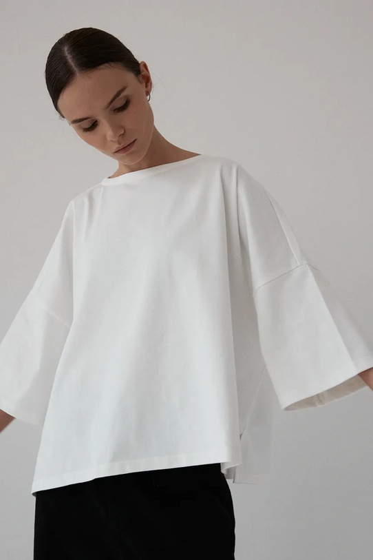 Muuv. t-shirt basic damski bawełniany KOAI longsleeve.KOAI biały ZS26