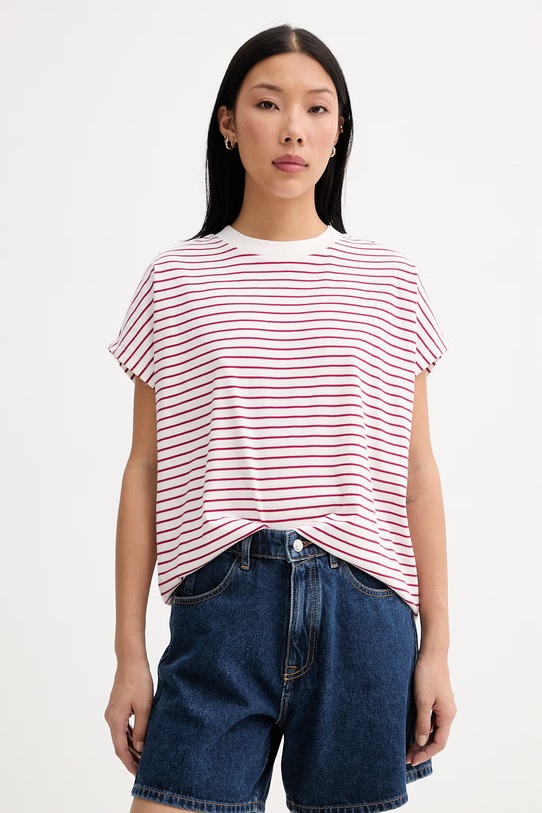 Marc O'Polo T-shirt damski bawełniany bordowy 5000009996