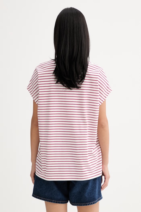 Odzież Marc O'Polo T-shirt damski bawełniany 5000009996 bordowy