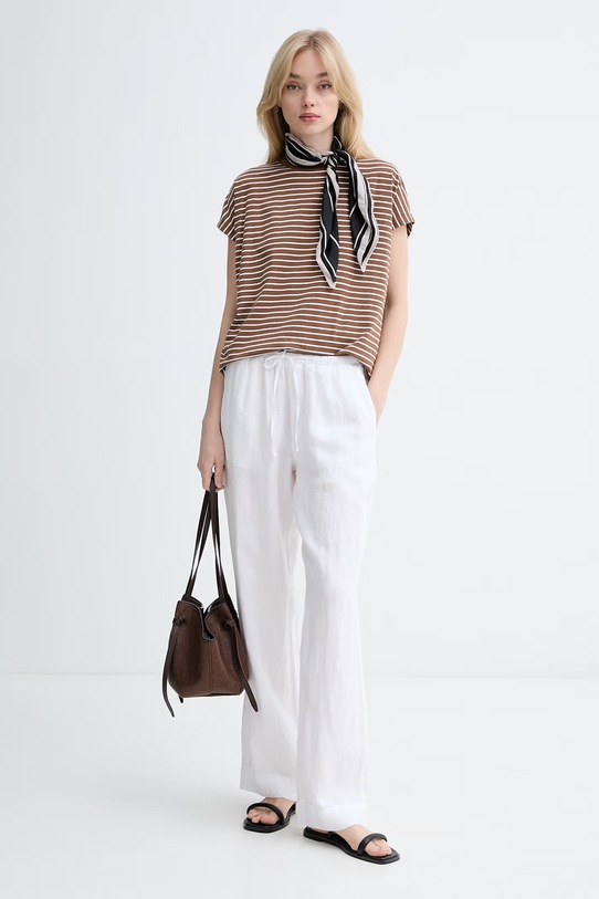 Marc O'Polo T-shirt damski bawełniany 5000009996 brązowy ZS26