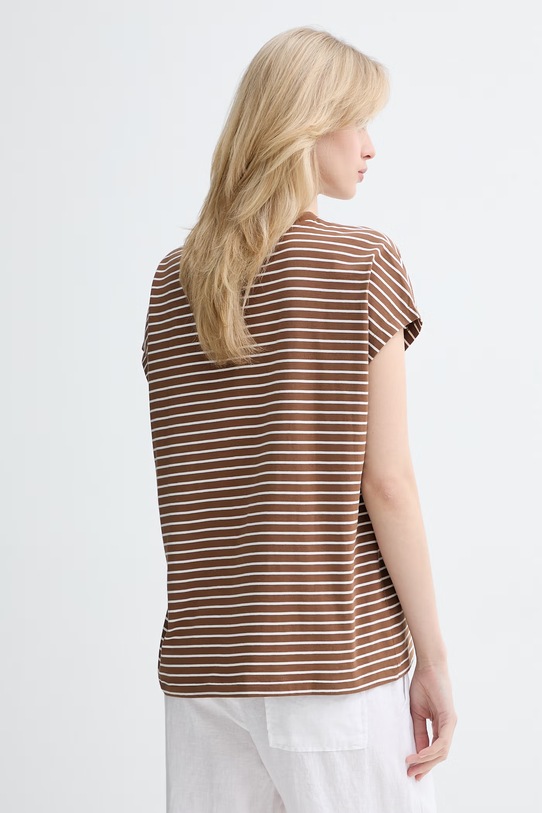 Odzież Marc O'Polo T-shirt damski bawełniany 5000009996 brązowy