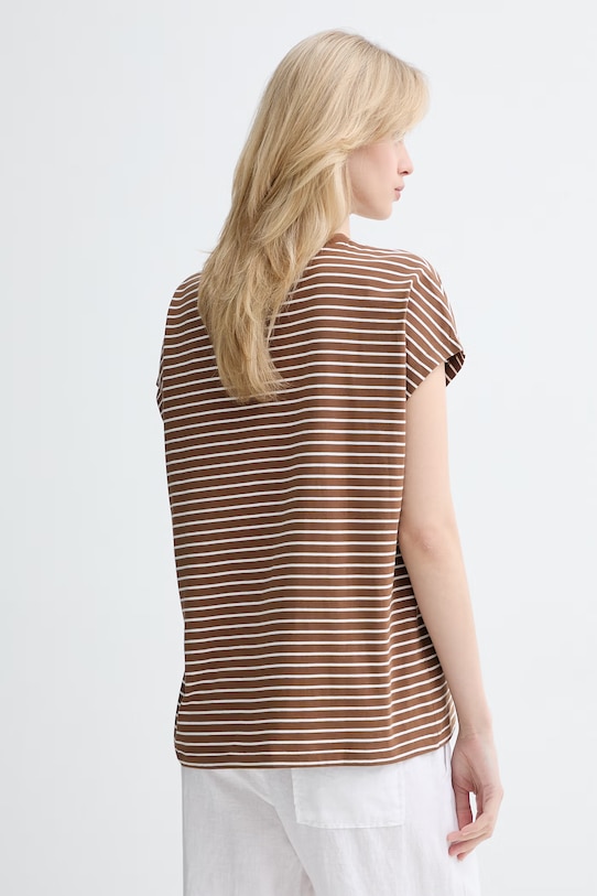 Odzież Marc O'Polo T-shirt damski bawełniany 5000009996 brązowy