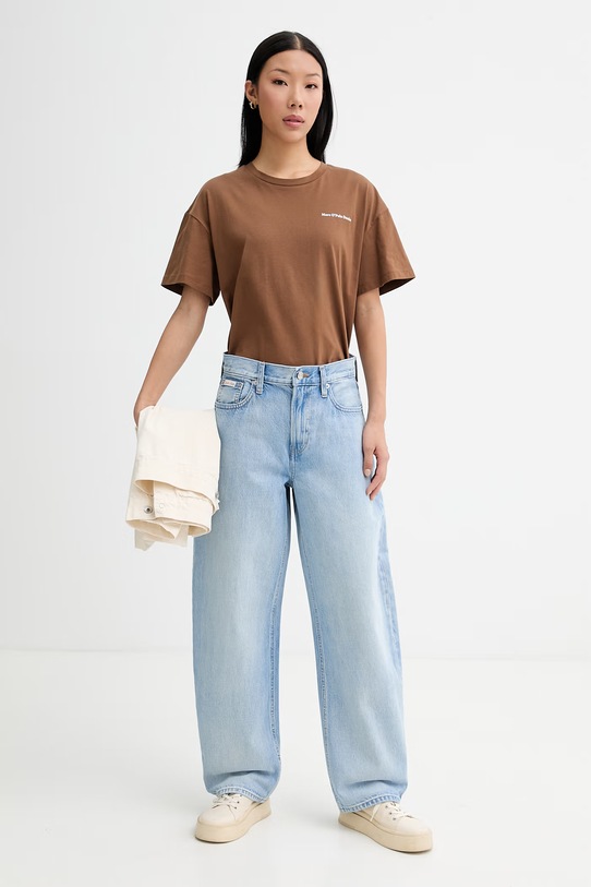 Marc O'Polo T-shirt damski bawełniany 5000009998 brązowy ZS26