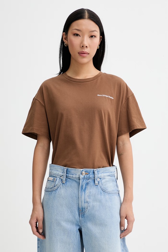 Odzież Marc O'Polo T-shirt damski bawełniany 5000009998 brązowy