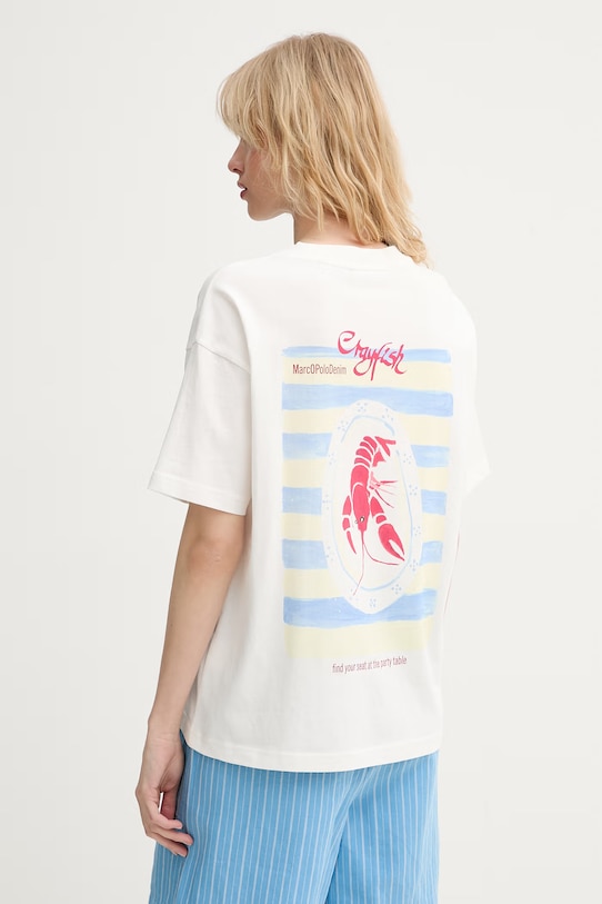 Marc O'Polo T-shirt damski bawełniany beżowy 5000010000