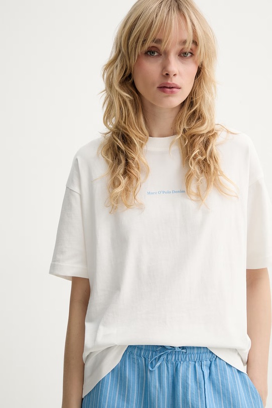 Marc O'Polo T-shirt damski bawełniany beżowy 5000010000