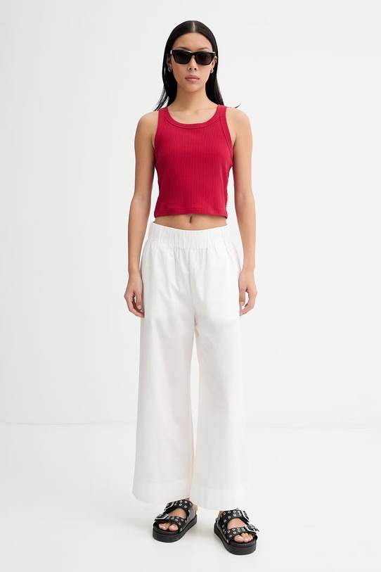 Marc O'Polo crop top dámský bavlněný s elastanem 5000010006 červená ZS26