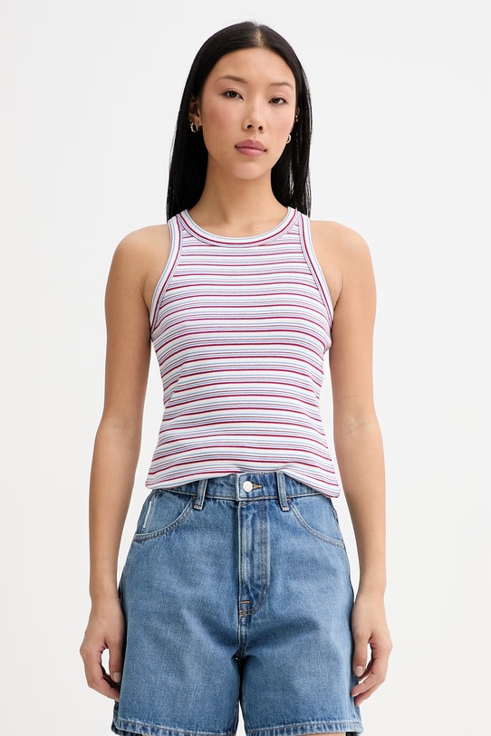 Marc O'Polo top damski z bawełną czerwony 5000010010