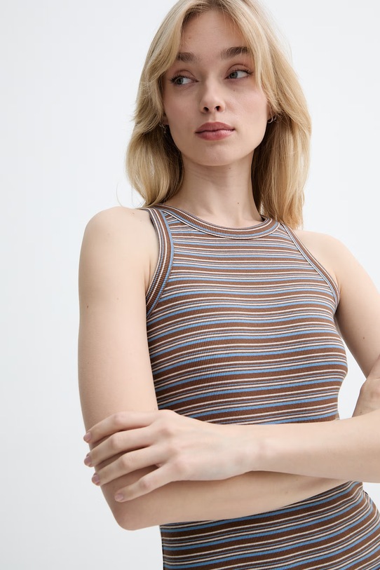 Marc O'Polo top damski z bawełny brązowy 5000010010