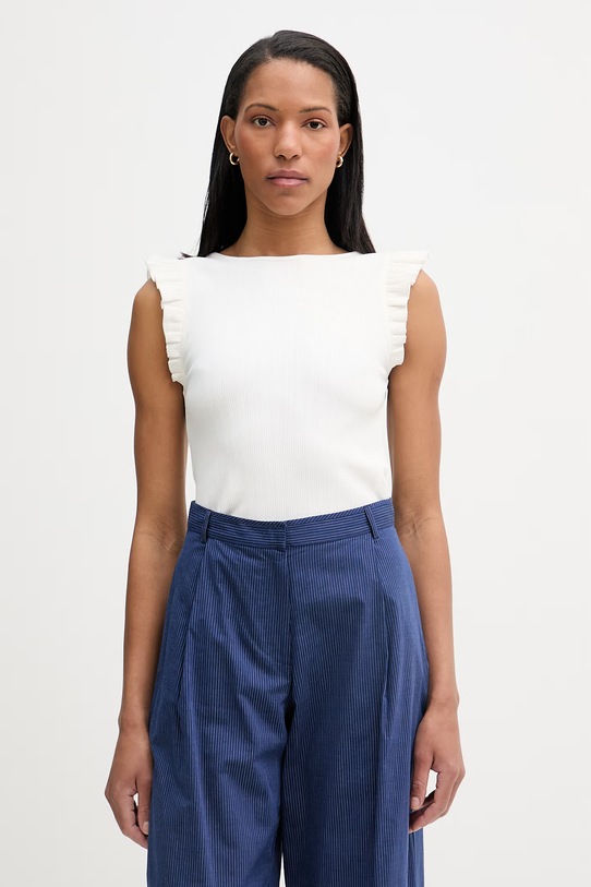 Marc O'Polo top damski z bawełną beżowy 5000010159