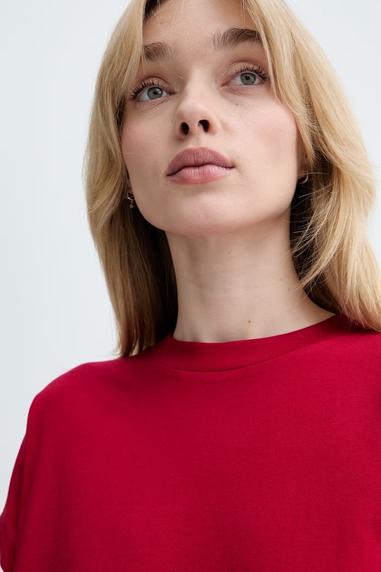 Marc O'Polo T-shirt damski bawełniany czerwony 5000009995