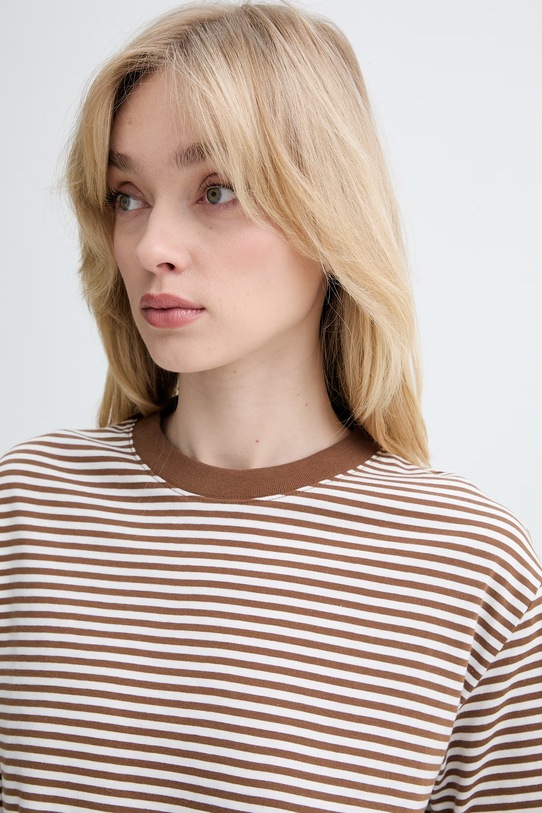 Marc O'Polo T-shirt damski bawełniany brązowy 5000010012