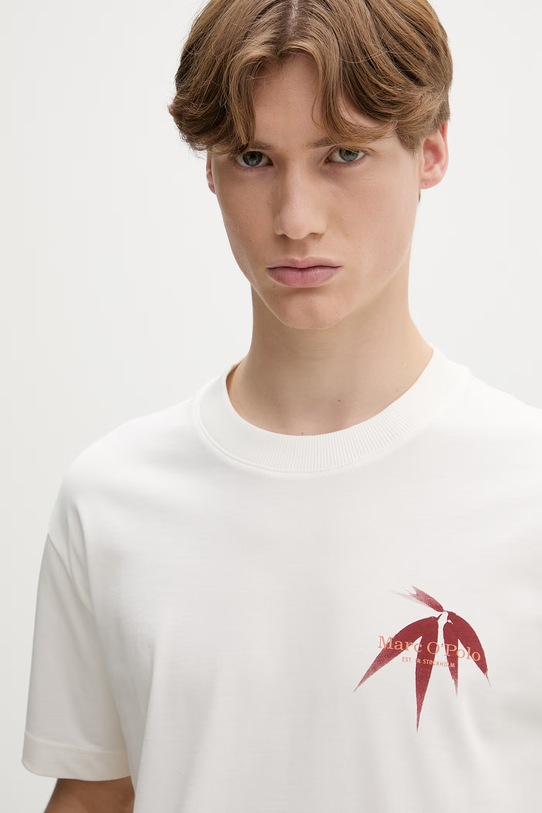 Marc O'Polo T-shirt męski bawełniany beżowy 5000013955