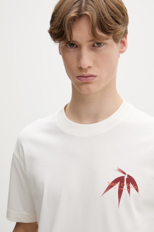 Marc O'Polo T-shirt męski bawełniany beżowy 5000013955