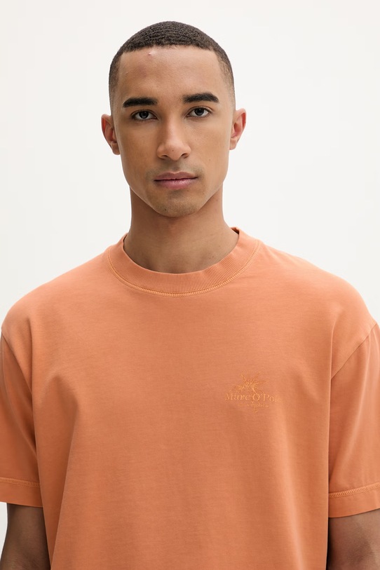 Marc O'Polo T-shirt basic męski bawełniany pomarańczowy 5000013956