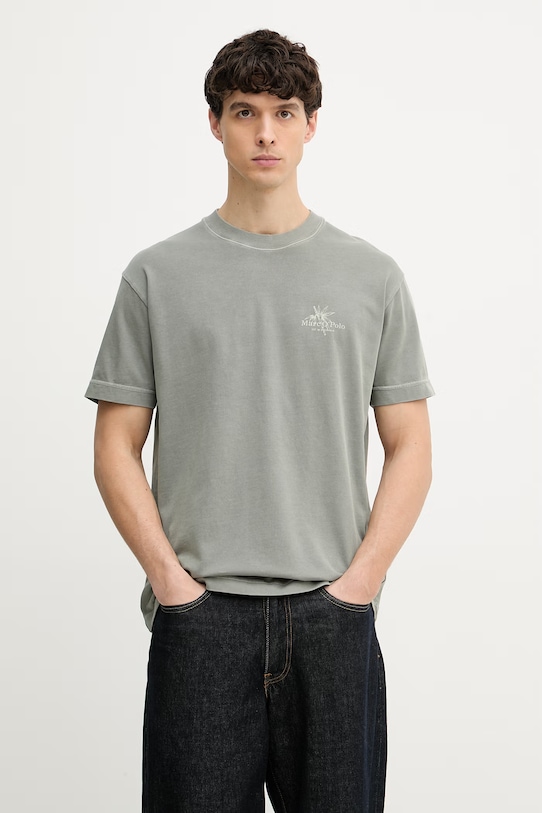 Marc O'Polo T-shirt basic męski bawełniany zielony 5000013956