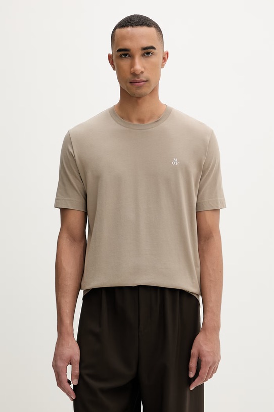 Marc O'Polo T-shirt basic męski bawełniany beżowy 5000013957