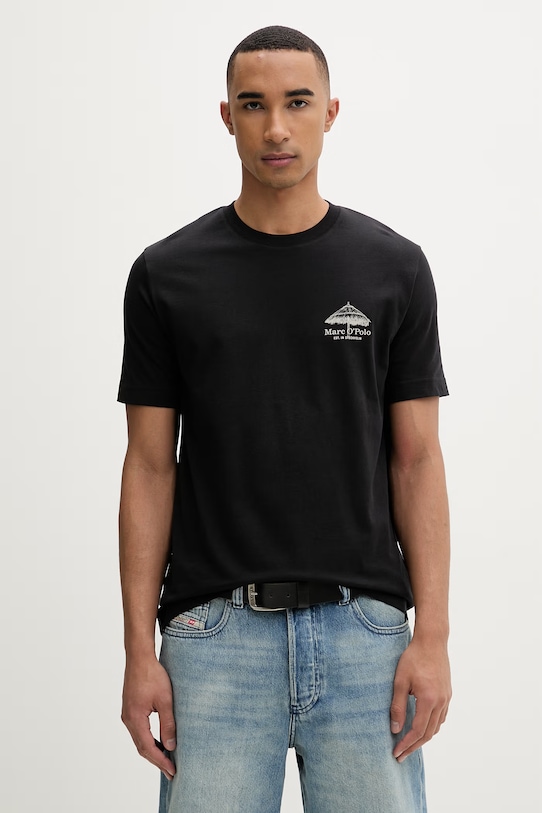 Odzież Marc O'Polo T-shirt męski bawełniany 5000013958 czarny