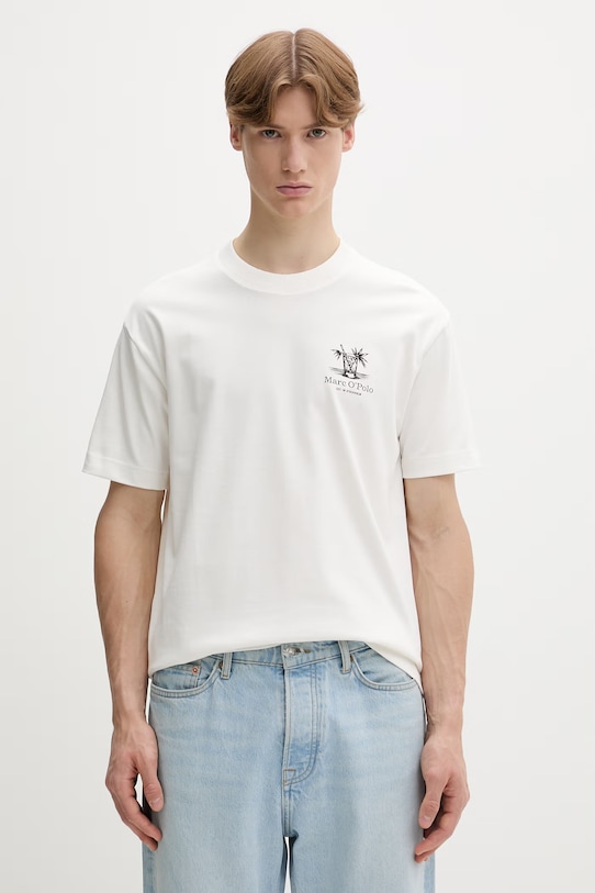 Ρούχα Marc O'Polo T-shirt ανδρικό βαμβακερό 5000013966 μπεζ