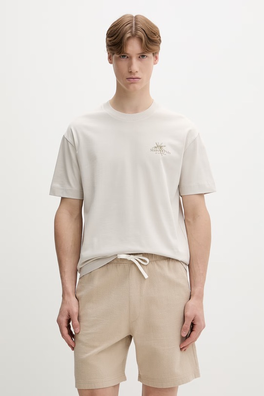 Ρούχα Marc O'Polo t-shirt Ανδρικό βαμβακερό 5000013967 μπεζ