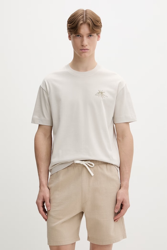 Ρούχα Marc O'Polo t-shirt Ανδρικό βαμβακερό 5000013967 μπεζ