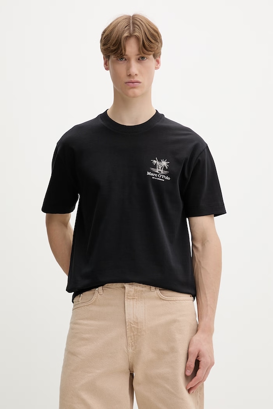 Oblečenie Marc O'Polo tričko pánske bavlnené 5000013970 čierna