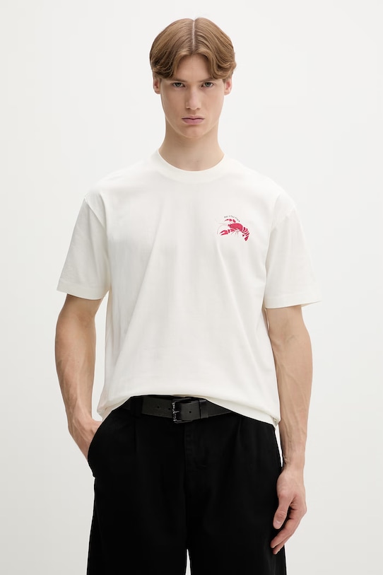 Marc O'Polo T-shirt męski bawełniany beżowy 5000010118