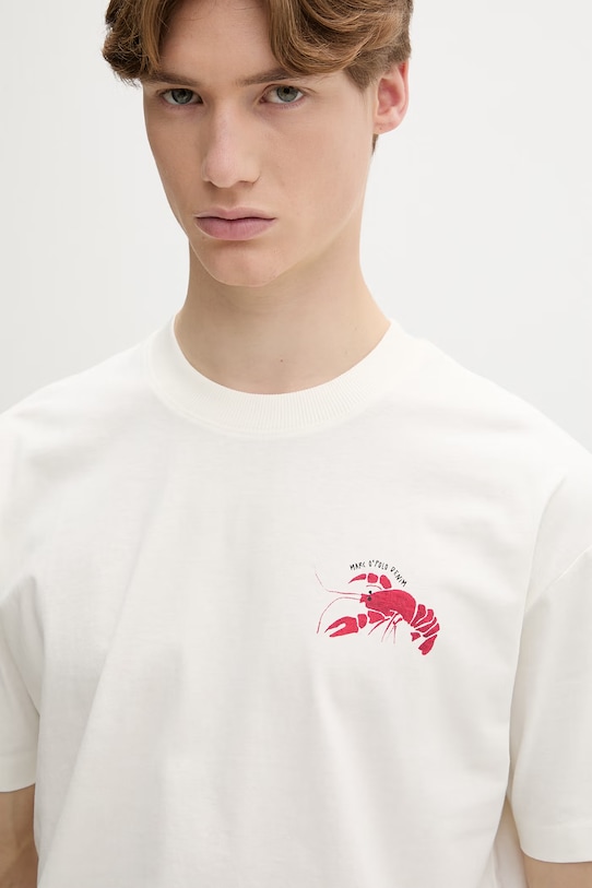 Marc O'Polo T-shirt męski bawełniany beżowy 5000010118