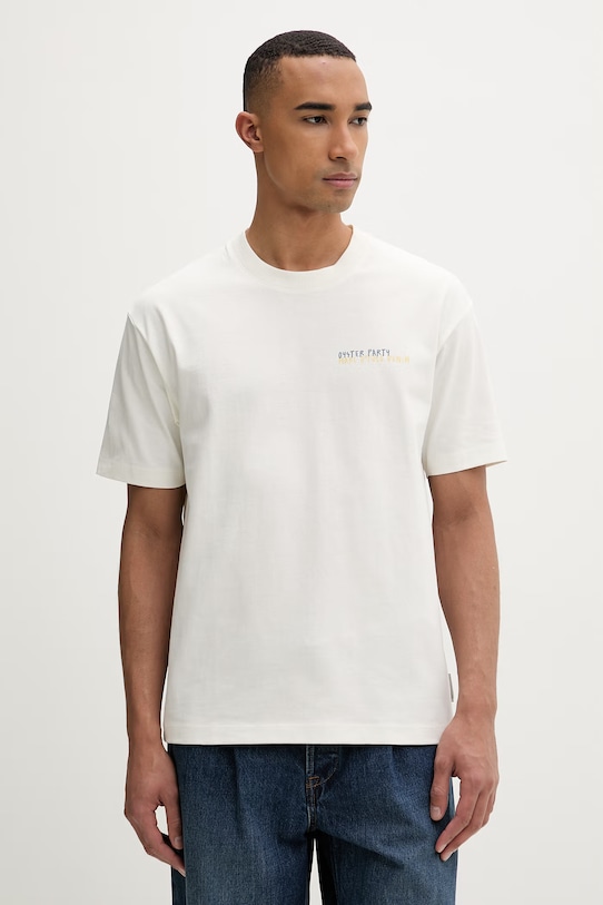 Odzież Marc O'Polo T-shirt męski bawełniany 5000010816 beżowy