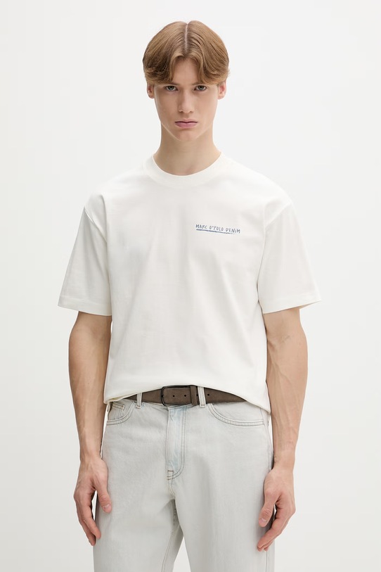 Odzież Marc O'Polo T-shirt męski bawełniany 5000010817 beżowy