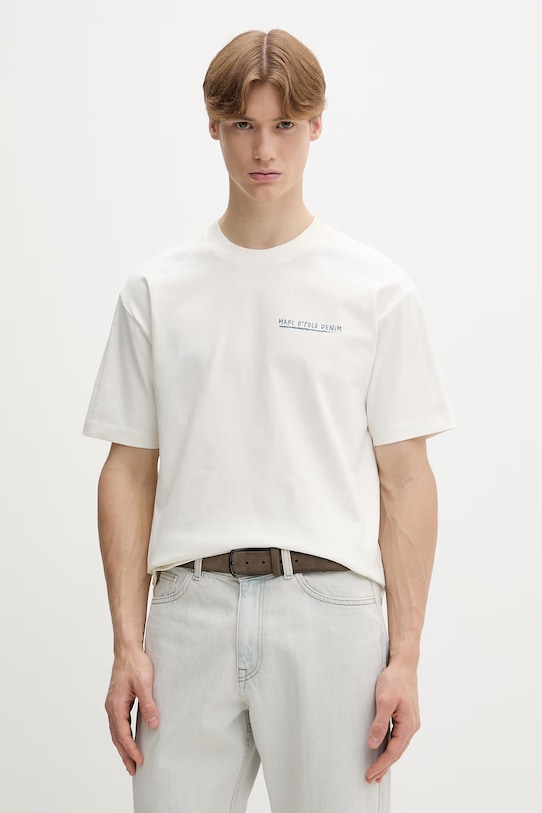 Odzież Marc O'Polo T-shirt męski bawełniany 5000010817 beżowy