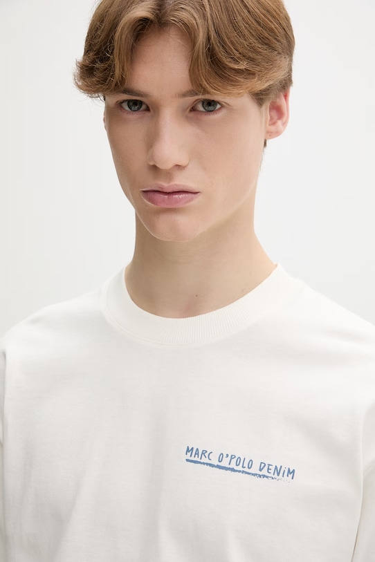 Marc O'Polo T-shirt męski bawełniany beżowy 5000010817