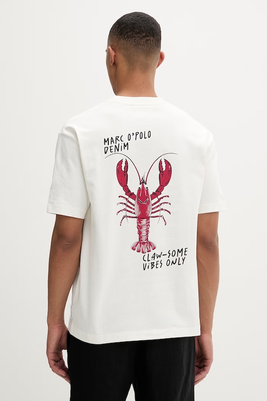 Marc O'Polo T-shirt basic męski bawełniany beżowy 5000010818