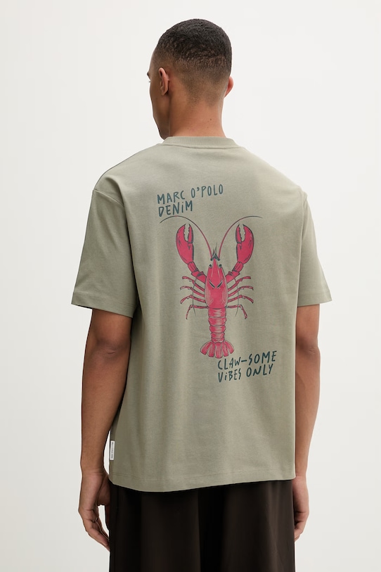 Marc O'Polo T-shirt basic męski bawełniany zielony 5000010818