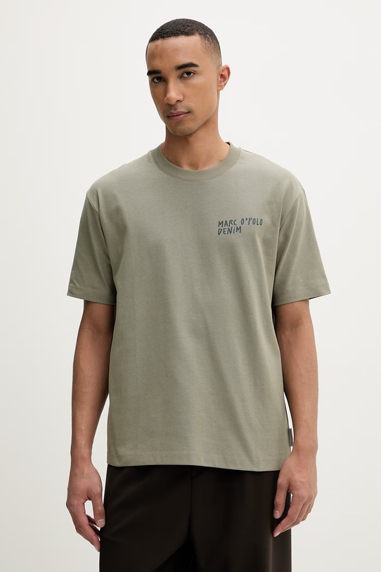 Odzież Marc O'Polo T-shirt basic męski bawełniany 5000010818 zielony