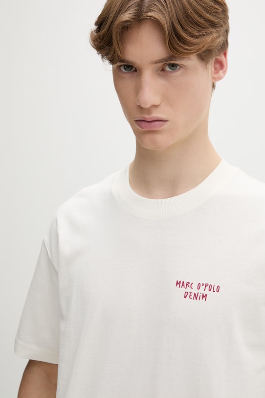 Marc O'Polo T-shirt męski bawełniany beżowy 5000010819