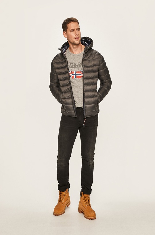 Napapijri - Pánske tričko s dlhým rukávom N0YITY sivá ZW19