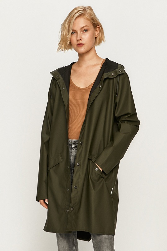 Rains - Kurtka przeciwdeszczowa 1202 Long Jacket 1202.03 zielony AW21