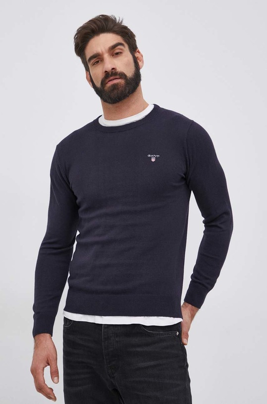 Gant sweter z domieszką wełny 83101 okrągły granatowy 83101