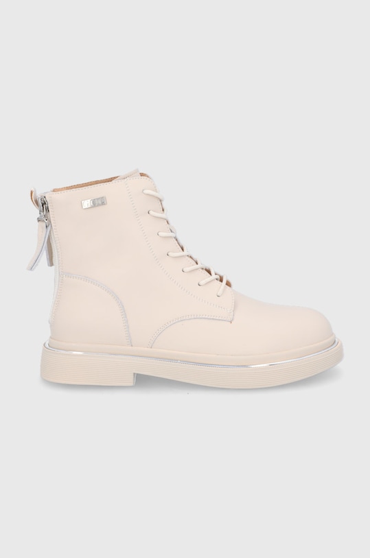 GOE - Botki skórzane płaski beżowy II2N4015.WHITE